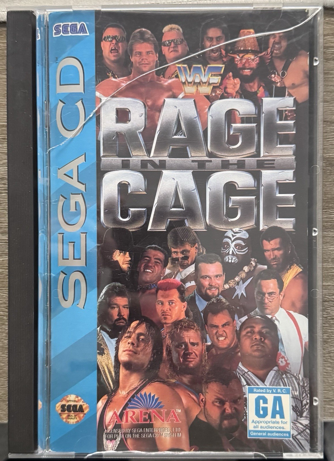 WWF Rage In The Cage Sega CD Used CIB Not Tested Damaged Case WWF Rage In The Cage Sega CD Used CIB Not Tested Damaged Case