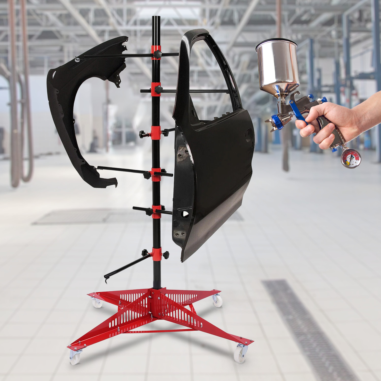 72in Heavy-duty Automotive Auto Body Bumper Stand Panel Tree Hang Paint Stand