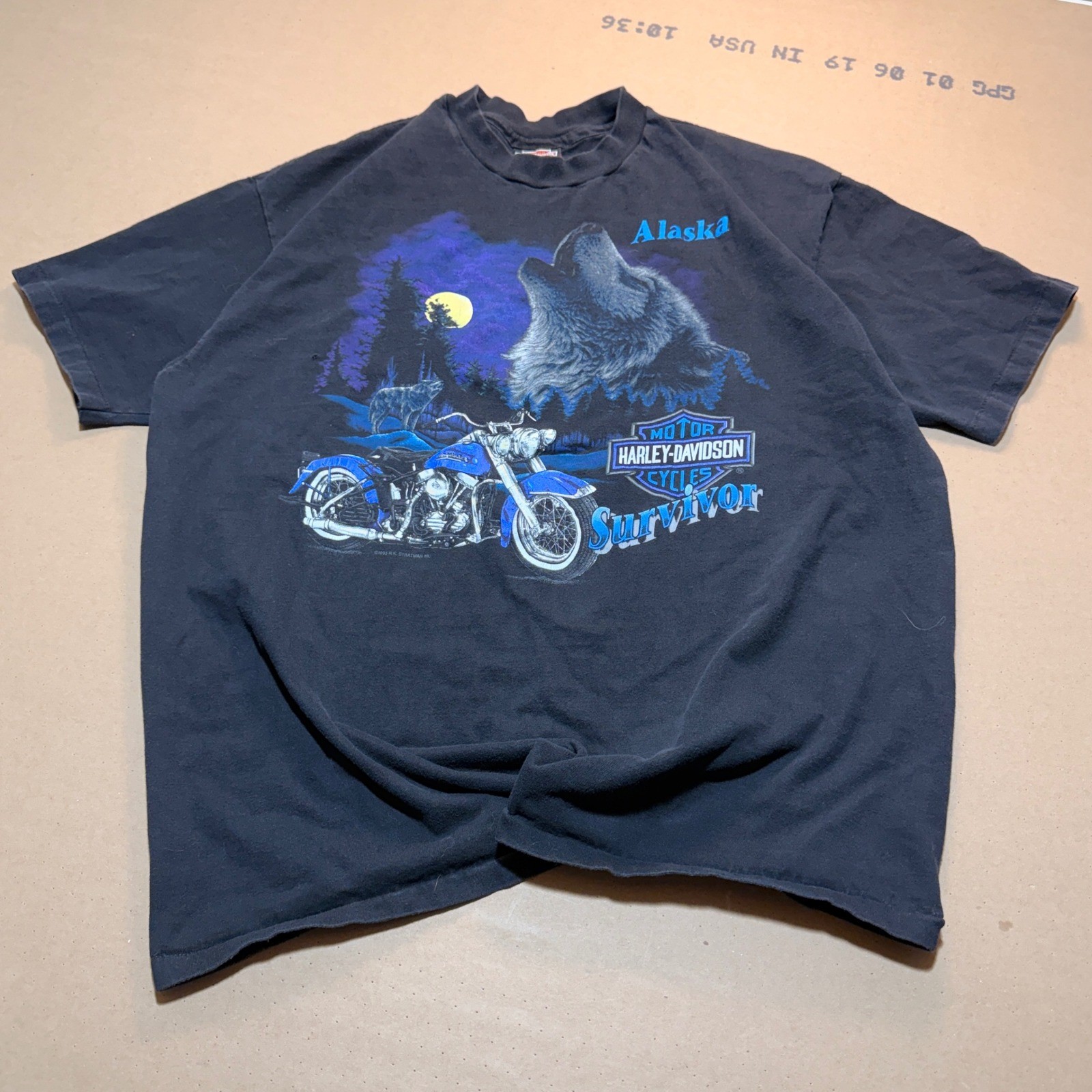 1993 Harley Davidson T Shirt XL Black Good Alaska Wolf Survivor Vintage 90s 1993 Harley Davidson T Shirt XL Black Good Alaska Wolf Survivor Vintage 90s