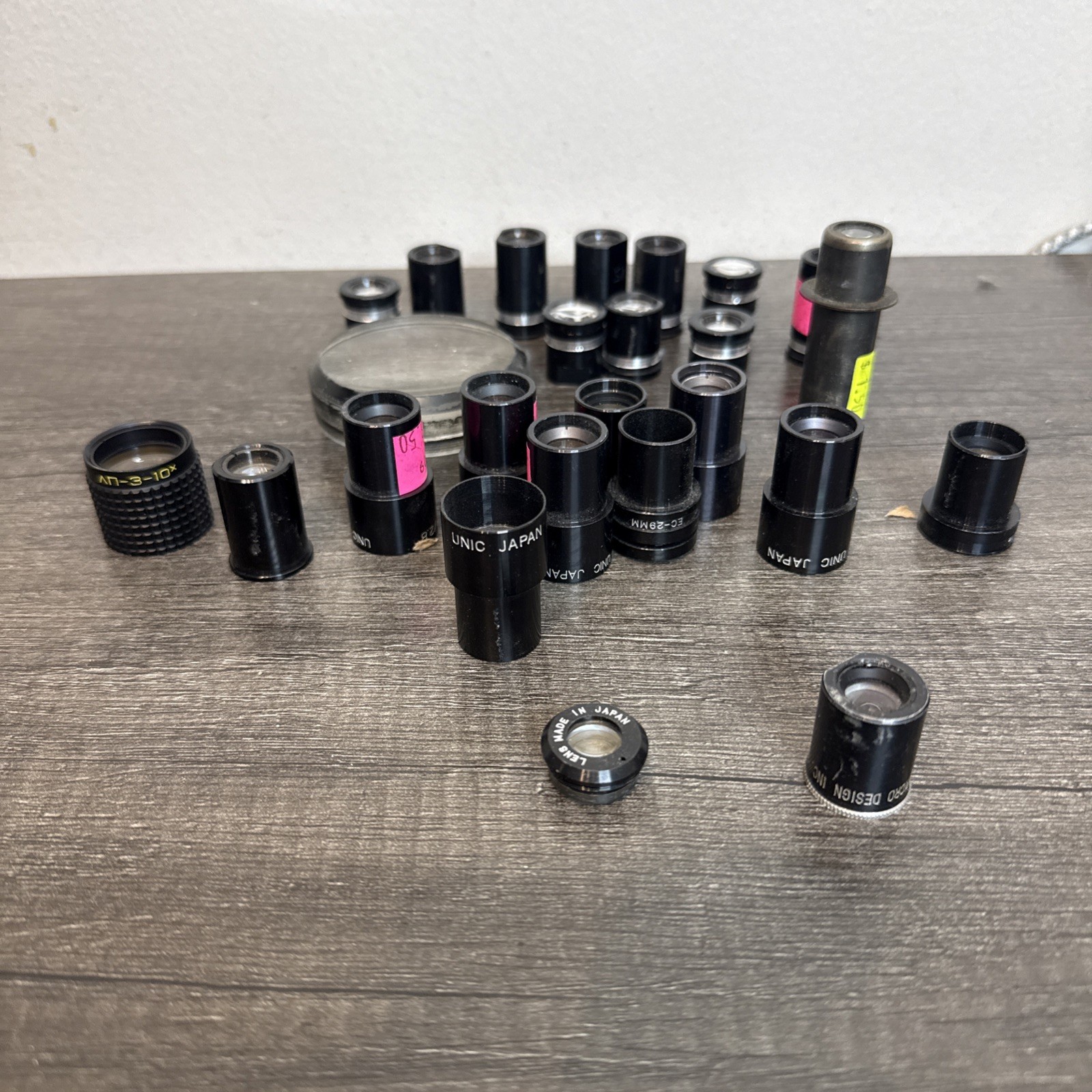 Vintage Optical Lens HUGE Mixed Lot Micro Design UNIC Japan LP-3 10X AS IS