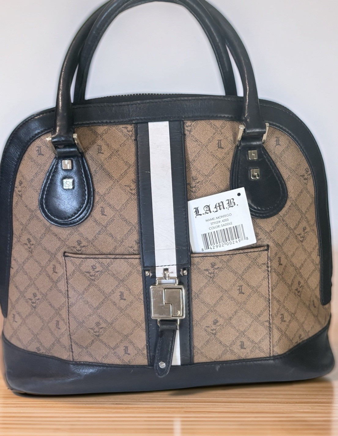 L.A.M.B. by Gwen Stefani Saddle Montego Satchel Luxury Designer Leather #4203 L.A.M.B. by Gwen Stefani Saddle Montego Satchel Luxury Designer Leather #4203