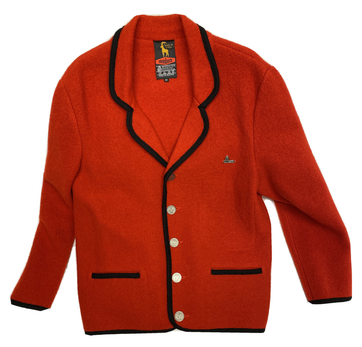 STEINBOCK BOILED WOOL Sweater Winter Jacket Women AUSTRIA Cardigan RED Size 54 STEINBOCK BOILED WOOL Sweater Winter Jacket Women AUSTRIA Cardigan RED Size 54
