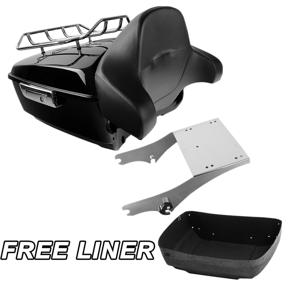 King Trunk Backrest Pad Mount Rack Fit For Harley Touring Road King 1997-2008 US