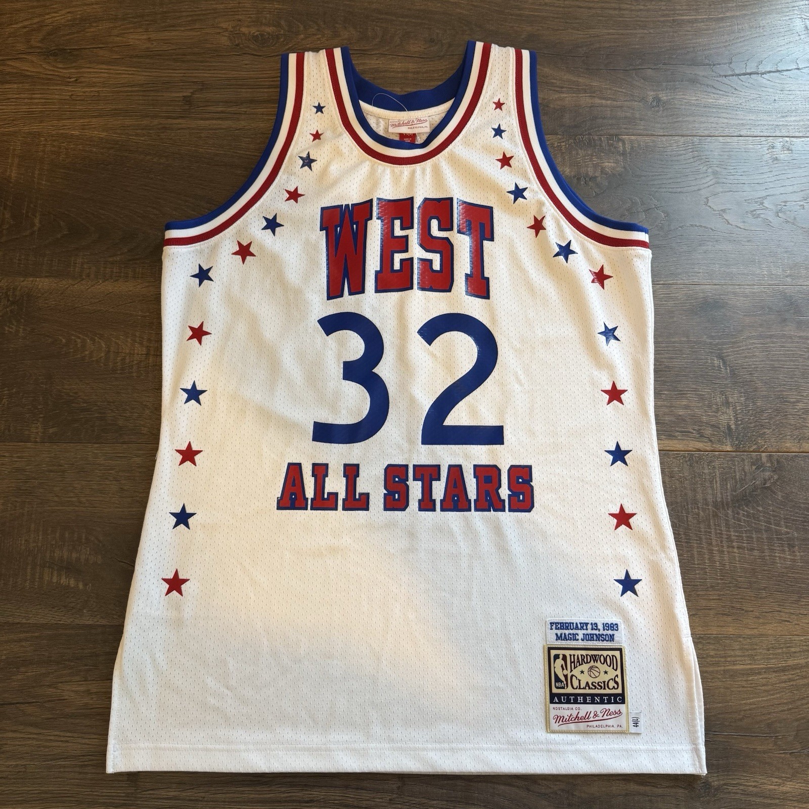 $250 NWOT Magic Johnson 82-83 All Star Jersey Mitchell Ness Vtg Lakers LG 44 NBA