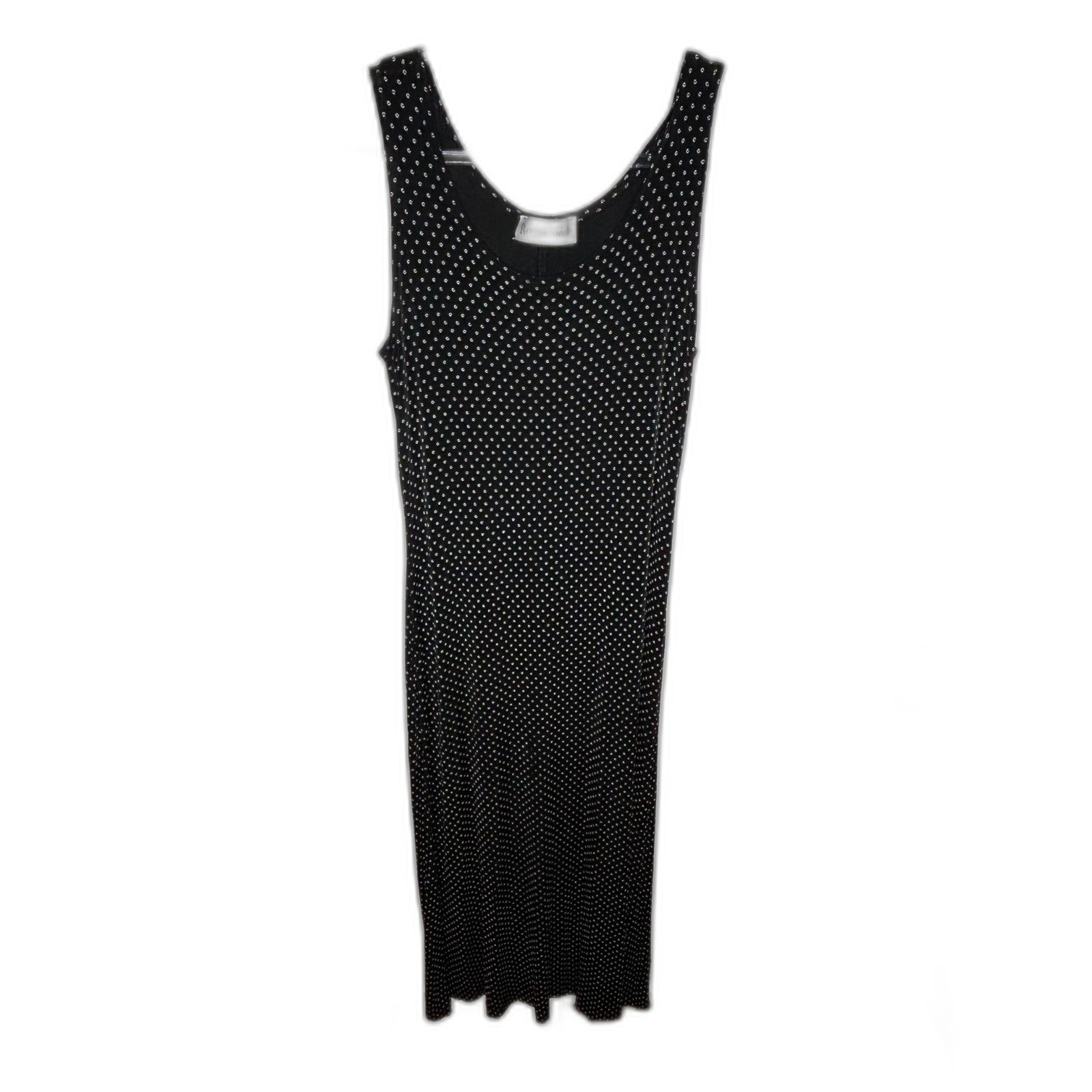 Ronni Nicole Vintage Black & White Pin Dot Sleeveless Maxi Dress - Size Small