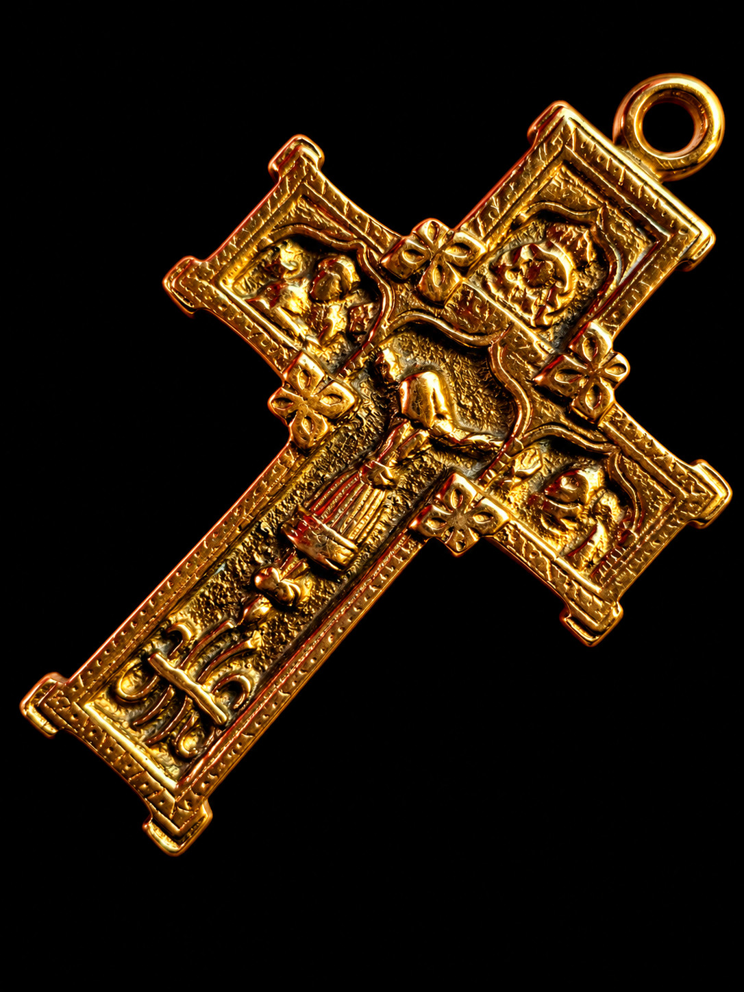 Antique 19th Century Orthodox Cross Bronze Byzantine Religious Devotional Cross
