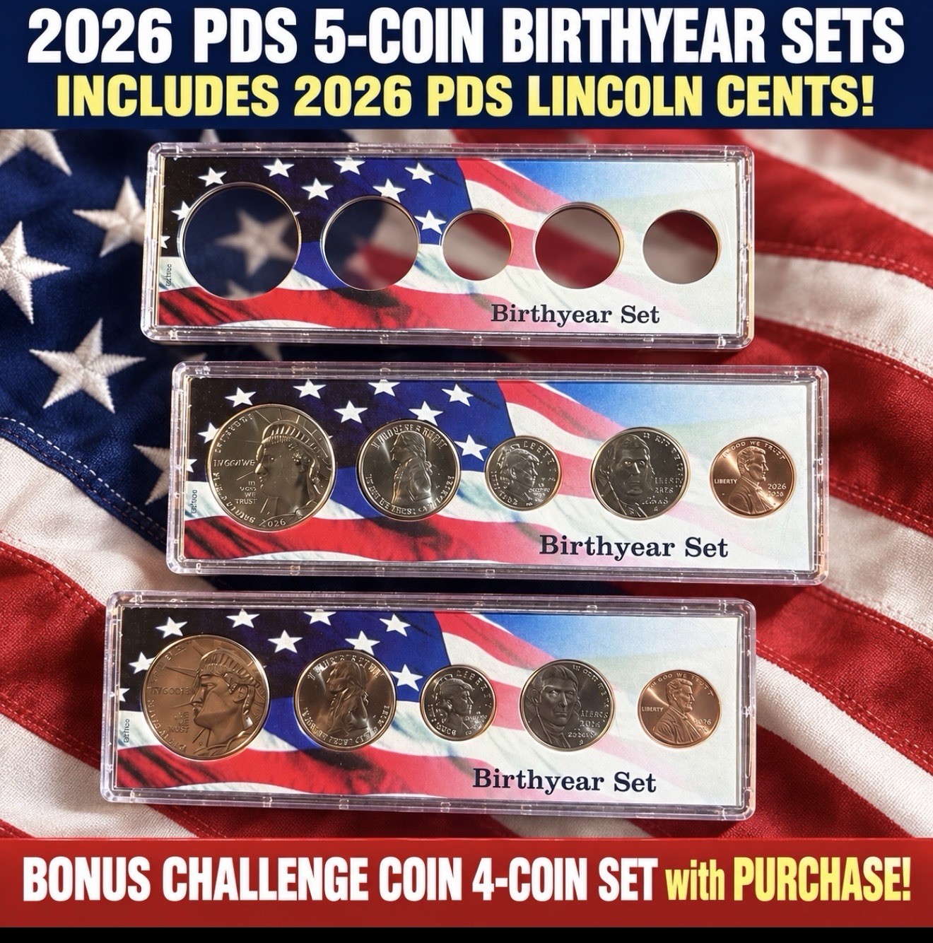 2026 PDS 5-COIN BIRTHYEAR SETS(INCLUDES 2026 PDS LINCOLN CENTS)+ BONUS *PRESALE* 2026 PDS 5-COIN BIRTHYEAR SETS(INCLUDES 2026 PDS LINCOLN CENTS)+ BONUS *PRESALE*