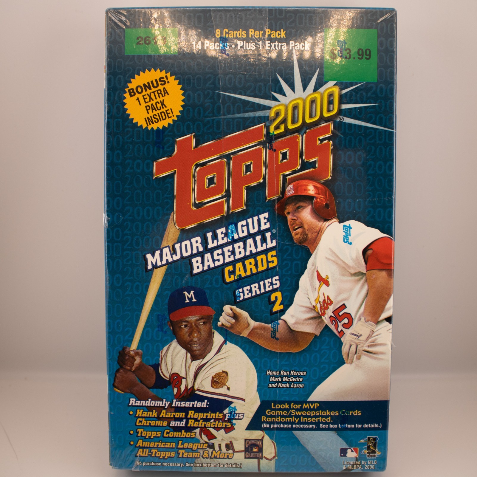 2000 Topps Baseball Series 2 Retail Box Sealed - Hank Aaron Auto and Refractors