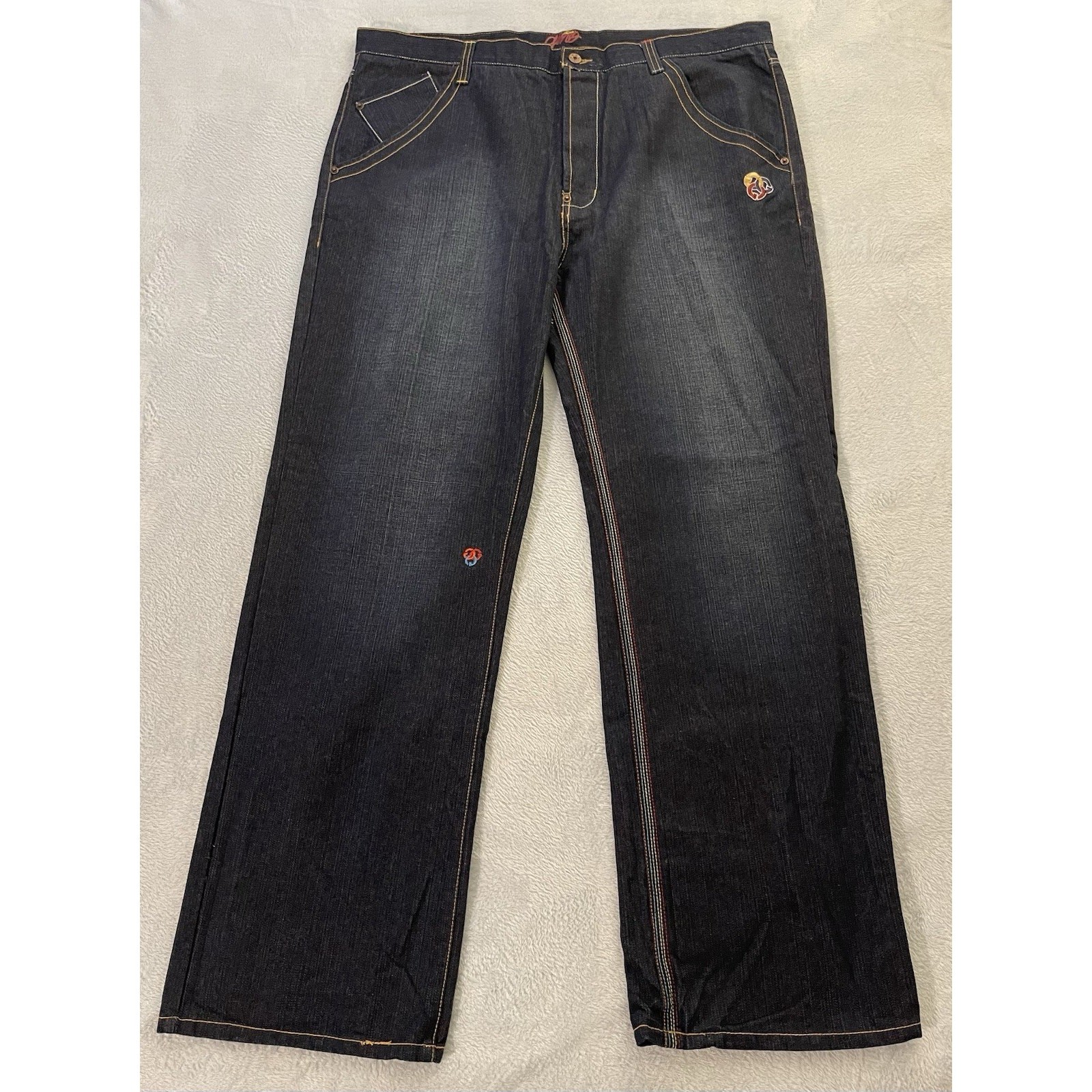Vintage Gino Green Global Y2K Dark Blue Button-Fly Denim Jeans Size 42 New Vintage Gino Green Global Y2K Dark Blue Button-Fly Denim Jeans Size 42 New