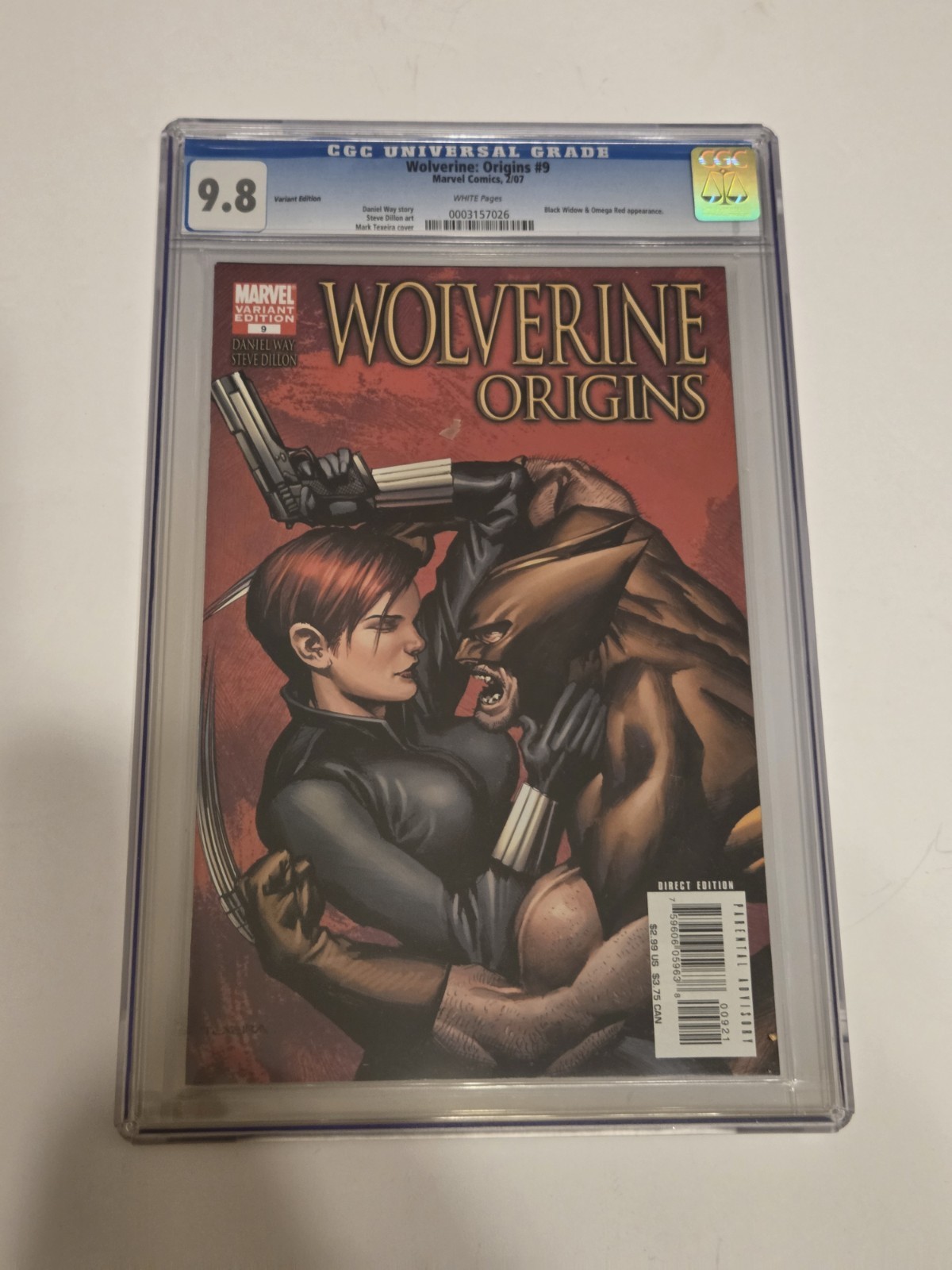 Marvel Wolverine Origins #9 CGC 9.8 White Pages  Variant Cover 2007 Comic