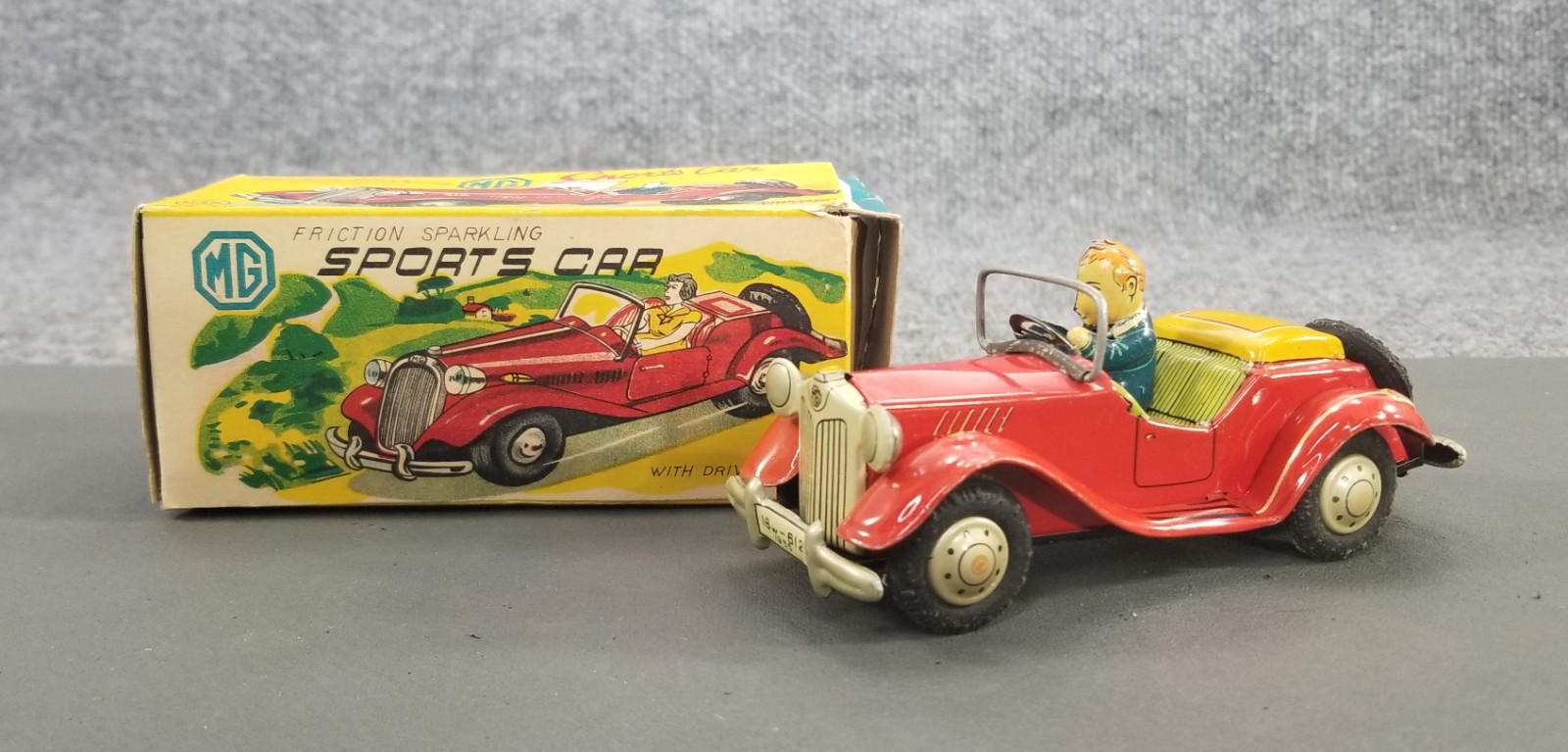 Line Mar Toys Marx Tin Litho MG Friction Toy Car w/Box 5 Line Mar Toys Marx Tin Litho MG Friction Toy Car w/Box 5