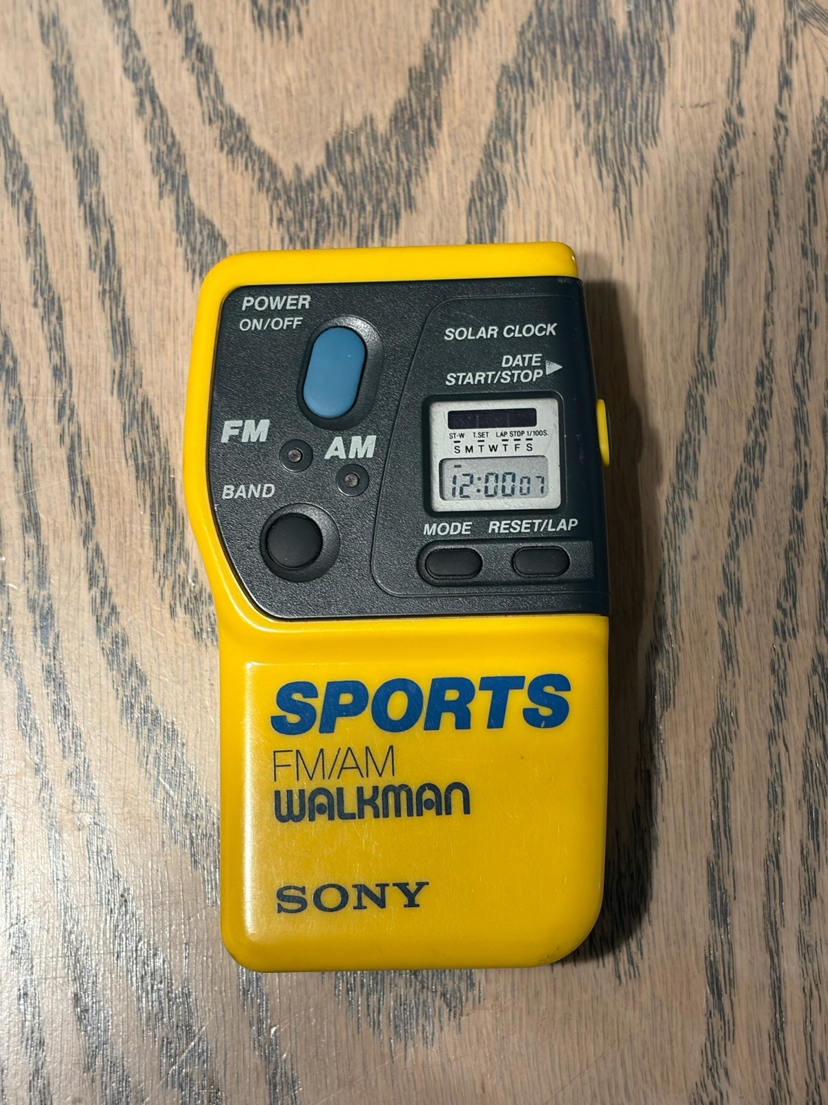 Sony SRF-9 Sports FM/AM Walkman with Solar Clock Yellow Tested & Working Sony SRF-9 Sports FM/AM Walkman with Solar Clock Yellow Tested & Working