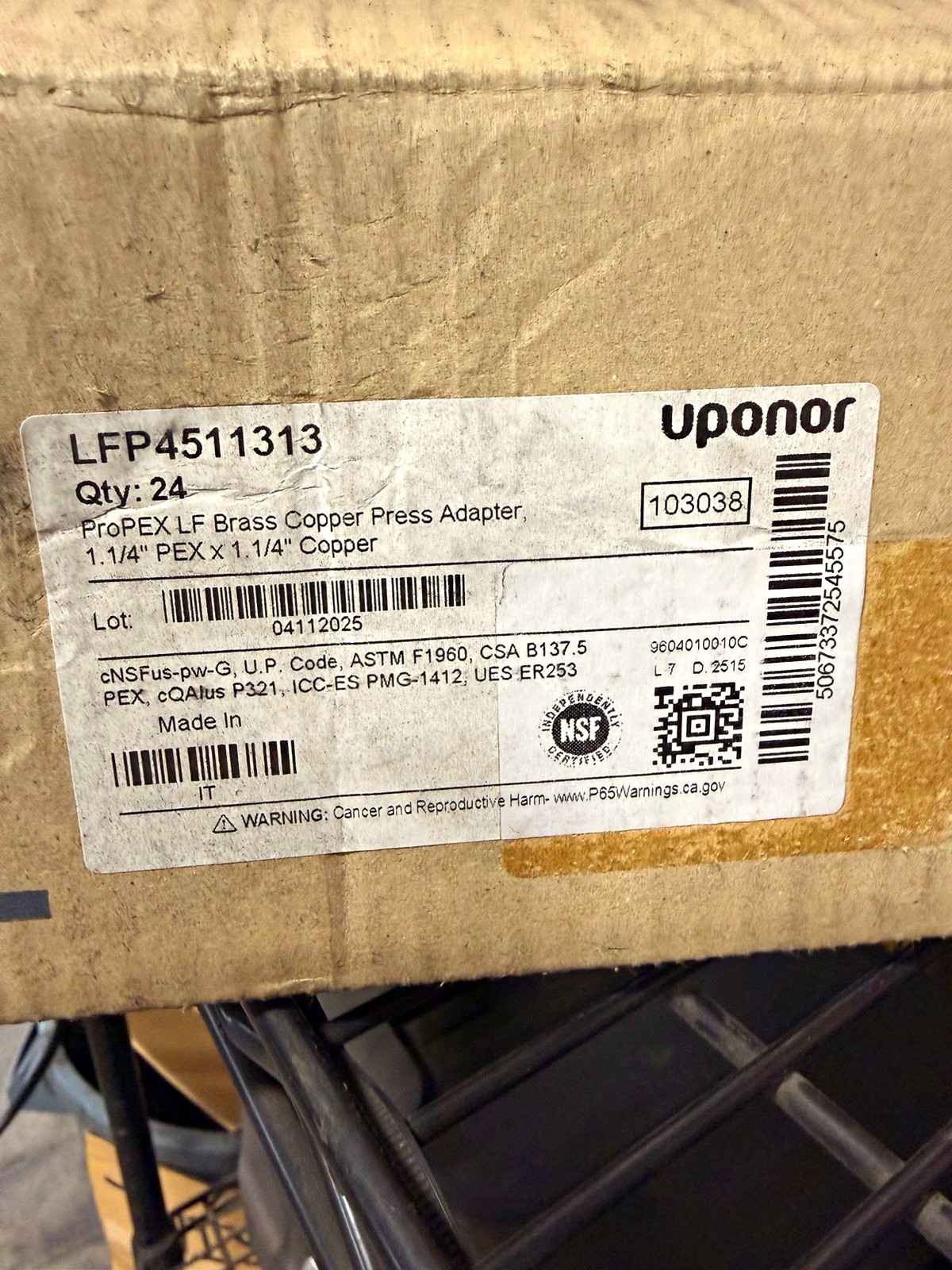 Uponor ProPEX Brass Straight Adapter 1-1/4