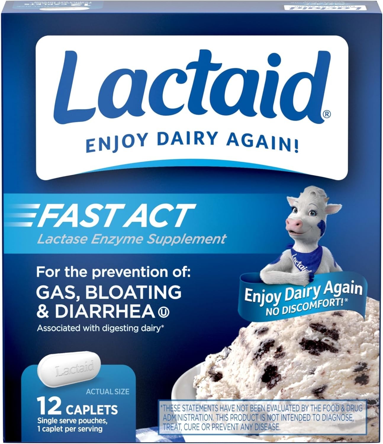 3PK Lactaid Fast Act Lactase Enzyme 12 Caplets Lactose Relief Exp 01/28