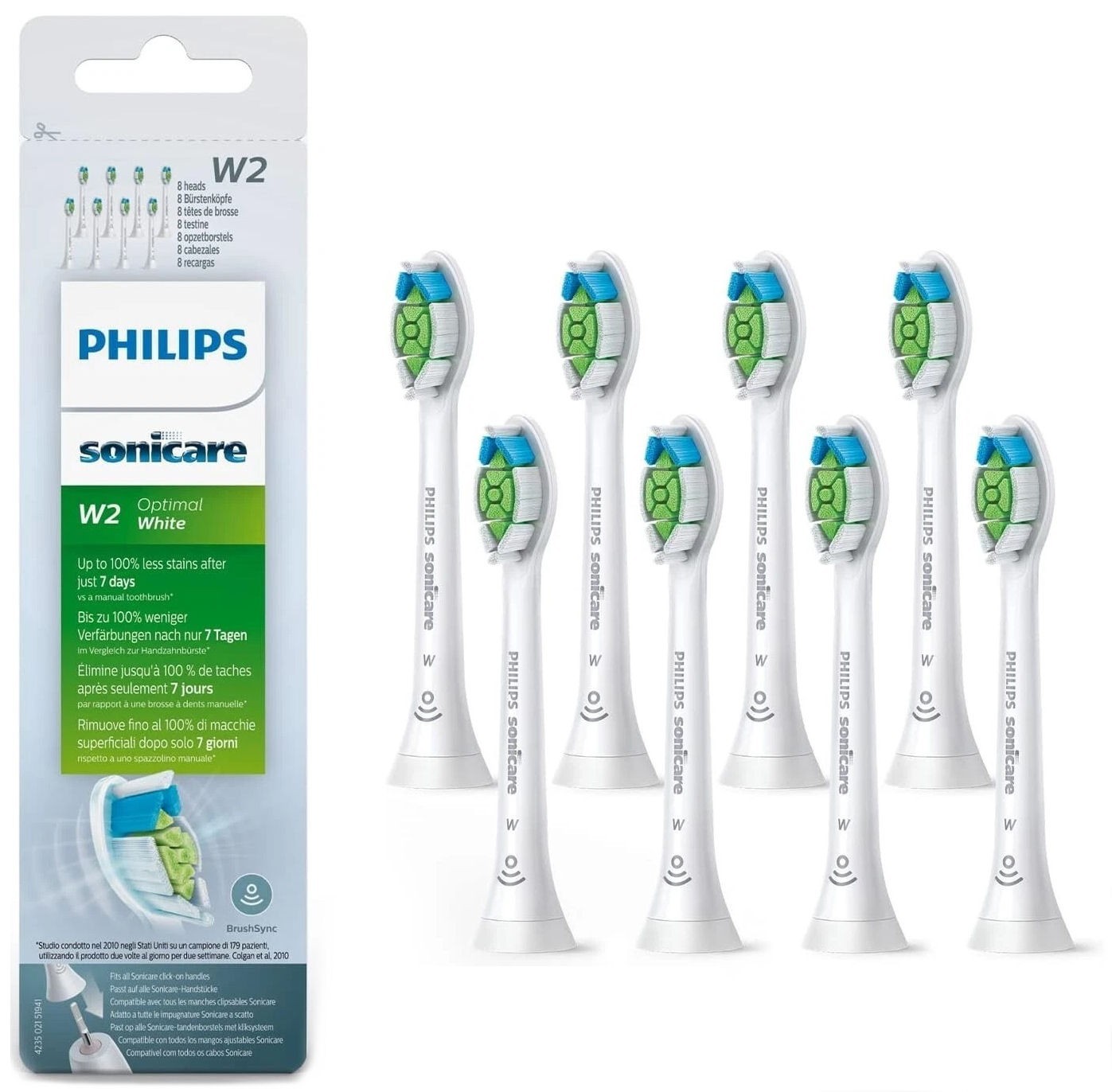 8x Packs White W2 for Philips Sonicare Diamond Clean Toothbrush Heads 8x Packs White W2 for Philips Sonicare Diamond Clean Toothbrush Heads