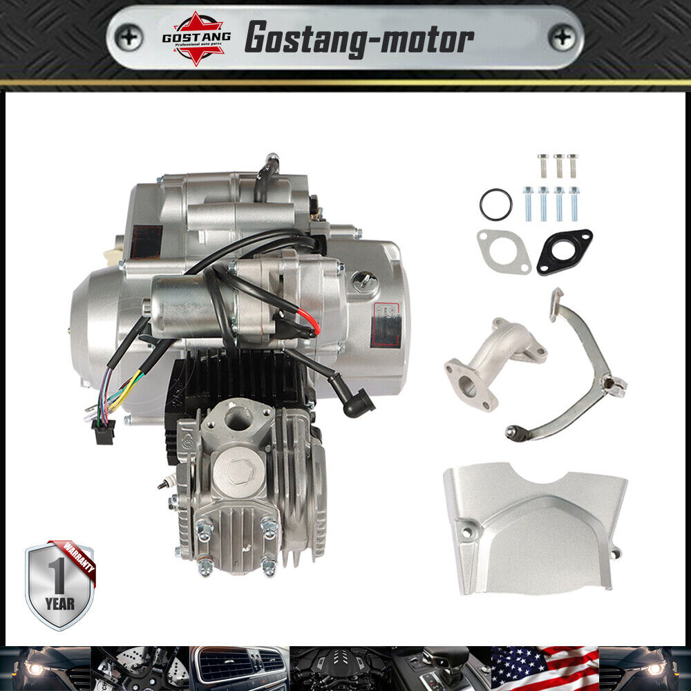 125cc 4 Stroke ATV Engine Motor 3-Speed Semi Auto w/Reverse Electric Start US