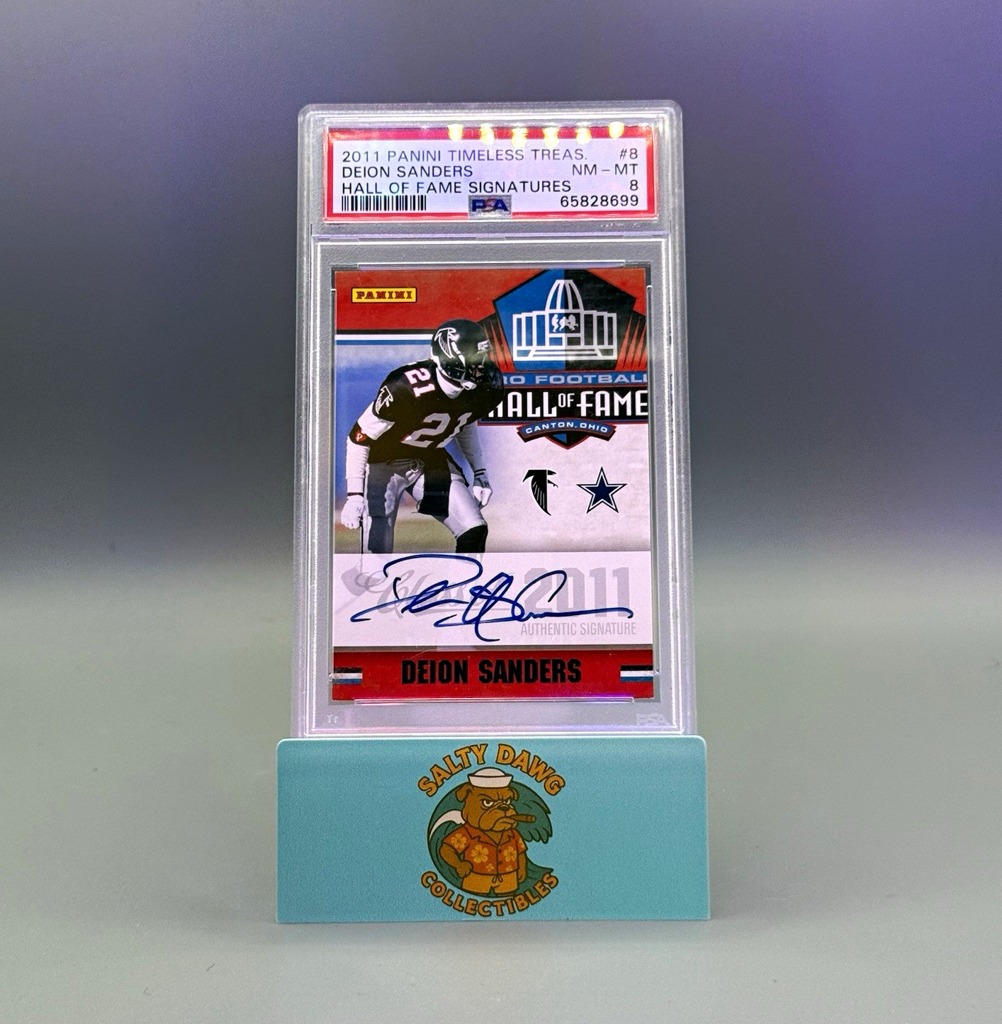 Panini 2011 Timeless Treasures Deion Sanders HOF Signatures Auto #8 PSA 8 Panini 2011 Timeless Treasures Deion Sanders HOF Signatures Auto #8 PSA 8