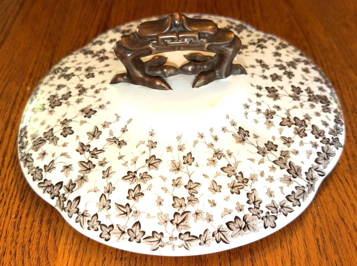 LID ONLY Antique Royal Worcester Brown Ivy Tureen Elephant Handle Porcelain S T7