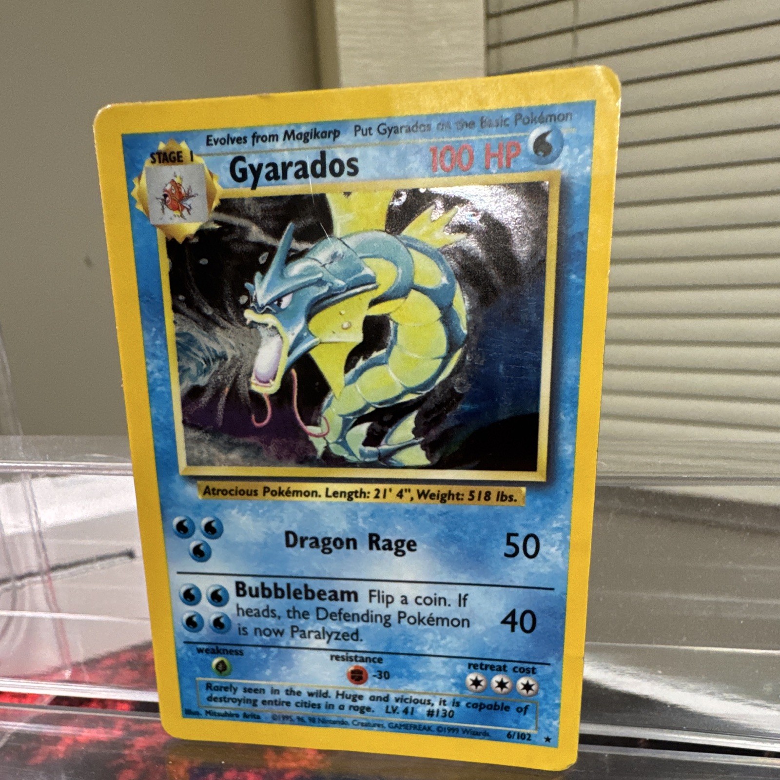 Pokemon TCG Gyarados 6/102 Base Set Holo Rare Unlimited English 1999 Arita Pokemon TCG Gyarados 6/102 Base Set Holo Rare Unlimited English 1999 Arita