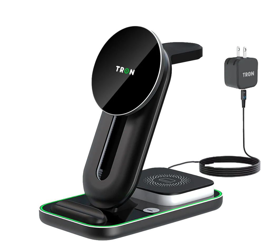 TRON 3-in-1 Wireless Charger, 25W Power Adapter, with Night Light &  LED Cable