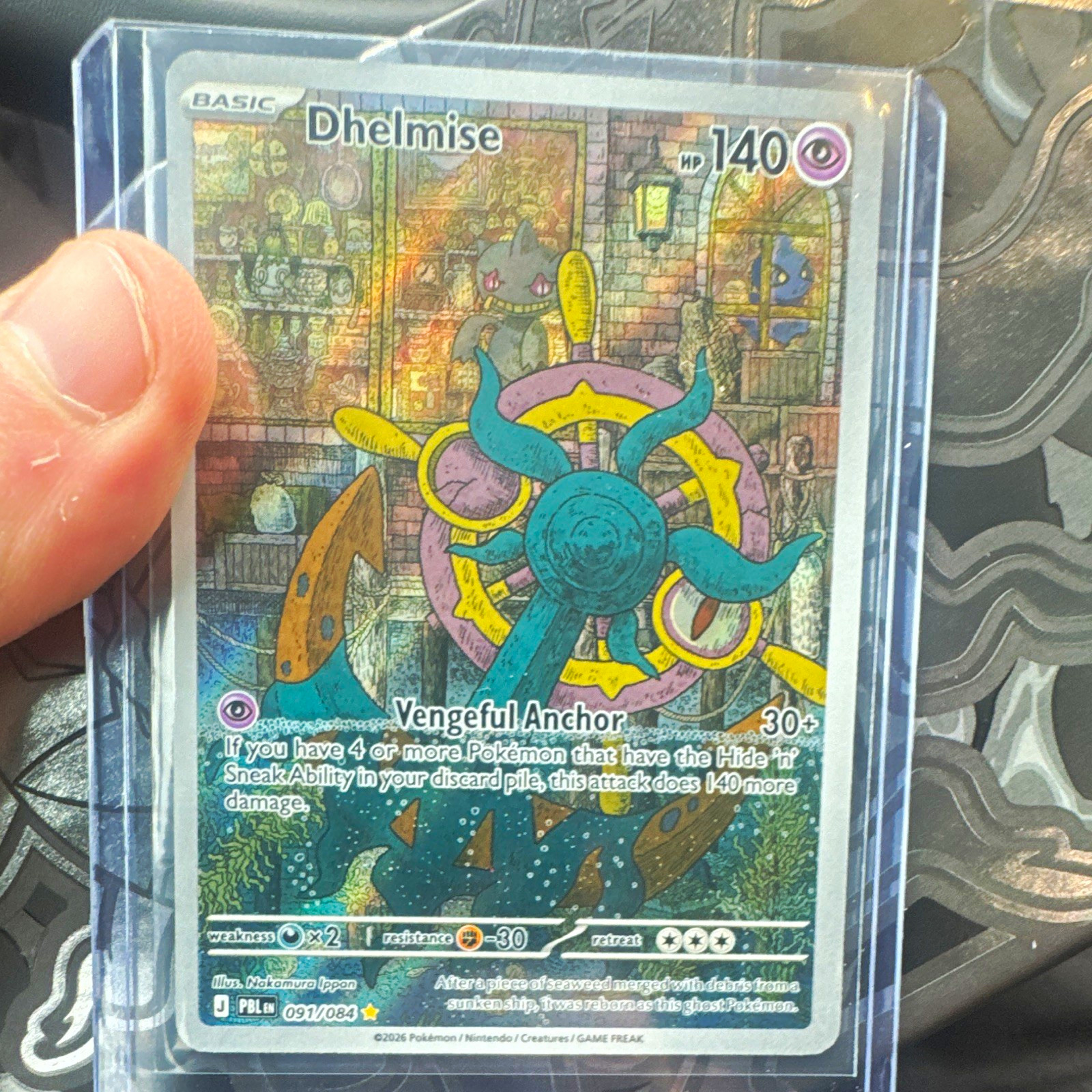 Nintendo Dhelmise 091/084 Paldean Fates Rare Holo English Psychic 140 HP Nintendo Dhelmise 091/084 Paldean Fates Rare Holo English Psychic 140 HP