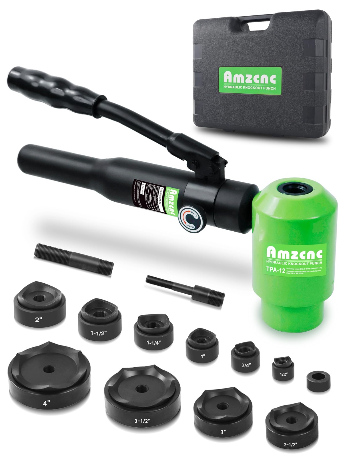 AMZCNC Hydraulic Knockout Punch Kit 8Ton 1/2-4in Electrical Conduit AMZCNC Hydraulic Knockout Punch Kit 8Ton 1/2-4in Electrical Conduit
