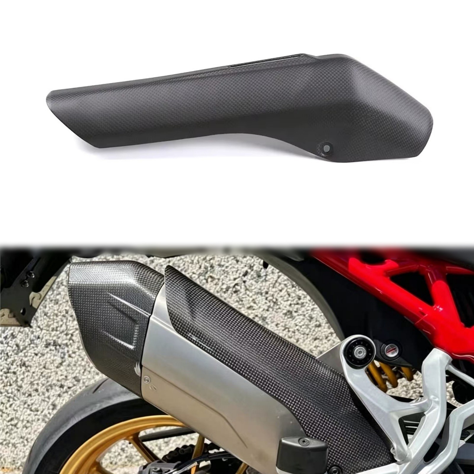 100% Carbon Fiber Rear Exhaust Pipe Cover For Ducati Multistrada V4 V4S 2021+