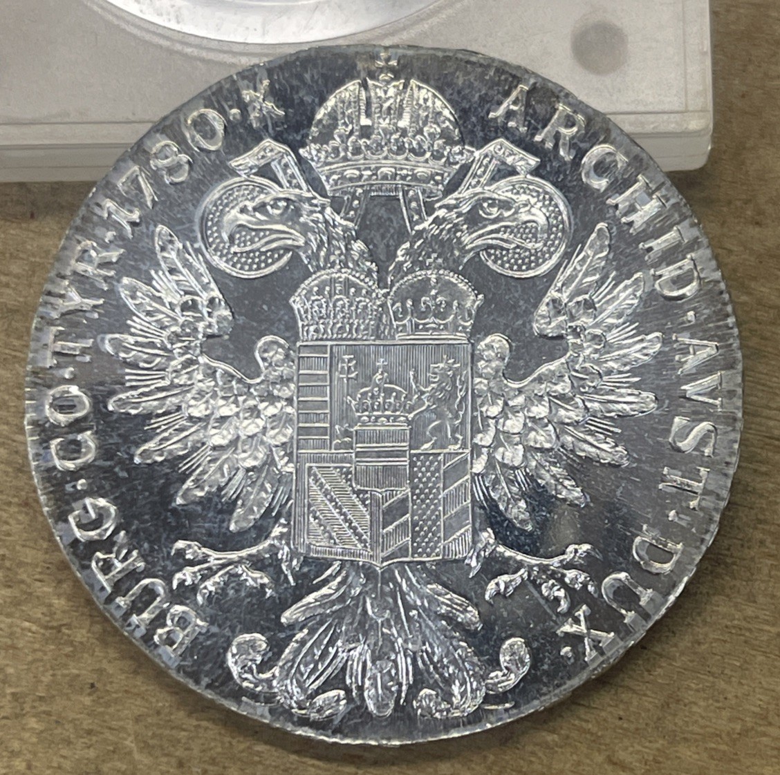 1780 SF Theresia UNC Silver Coin Unc. Beautiful 90% Silver Coin. 1780 SF Theresia UNC Silver Coin Unc. Beautiful 90% Silver Coin.