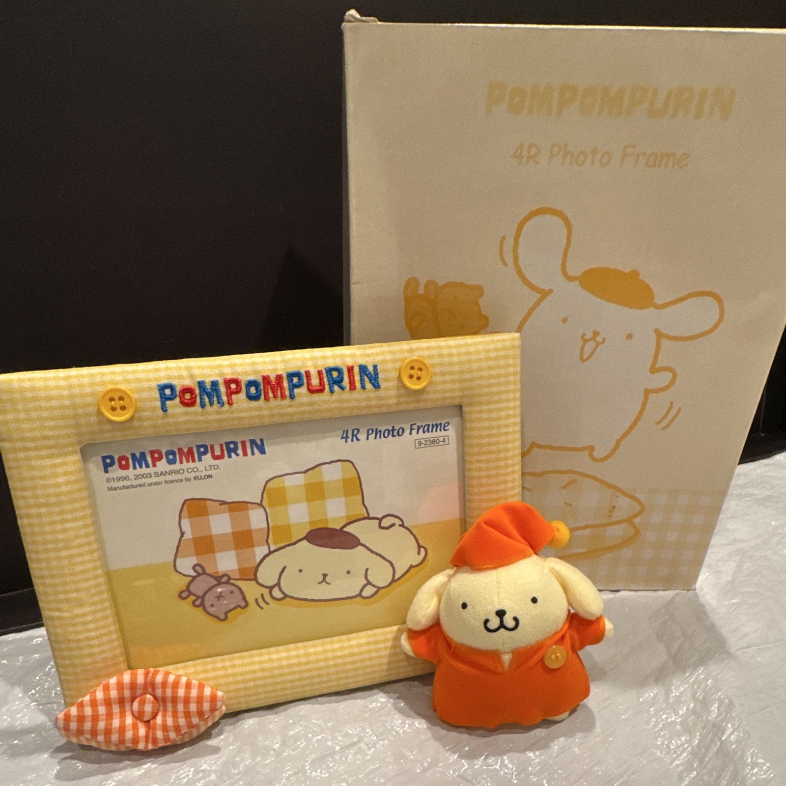 Vintage Rare Pompompurin Sanrio Photo Frame . Clothe Padded Embroidered Vintage Rare Pompompurin Sanrio Photo Frame . Clothe Padded Embroidered