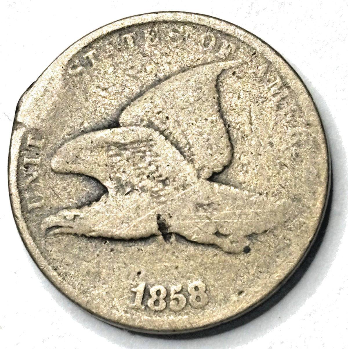 1858 SMALL LETTERS FLYING EAGLE CENT GRADES GOOD ACTUAL COIN 1858 SMALL LETTERS FLYING EAGLE CENT GRADES GOOD ACTUAL COIN