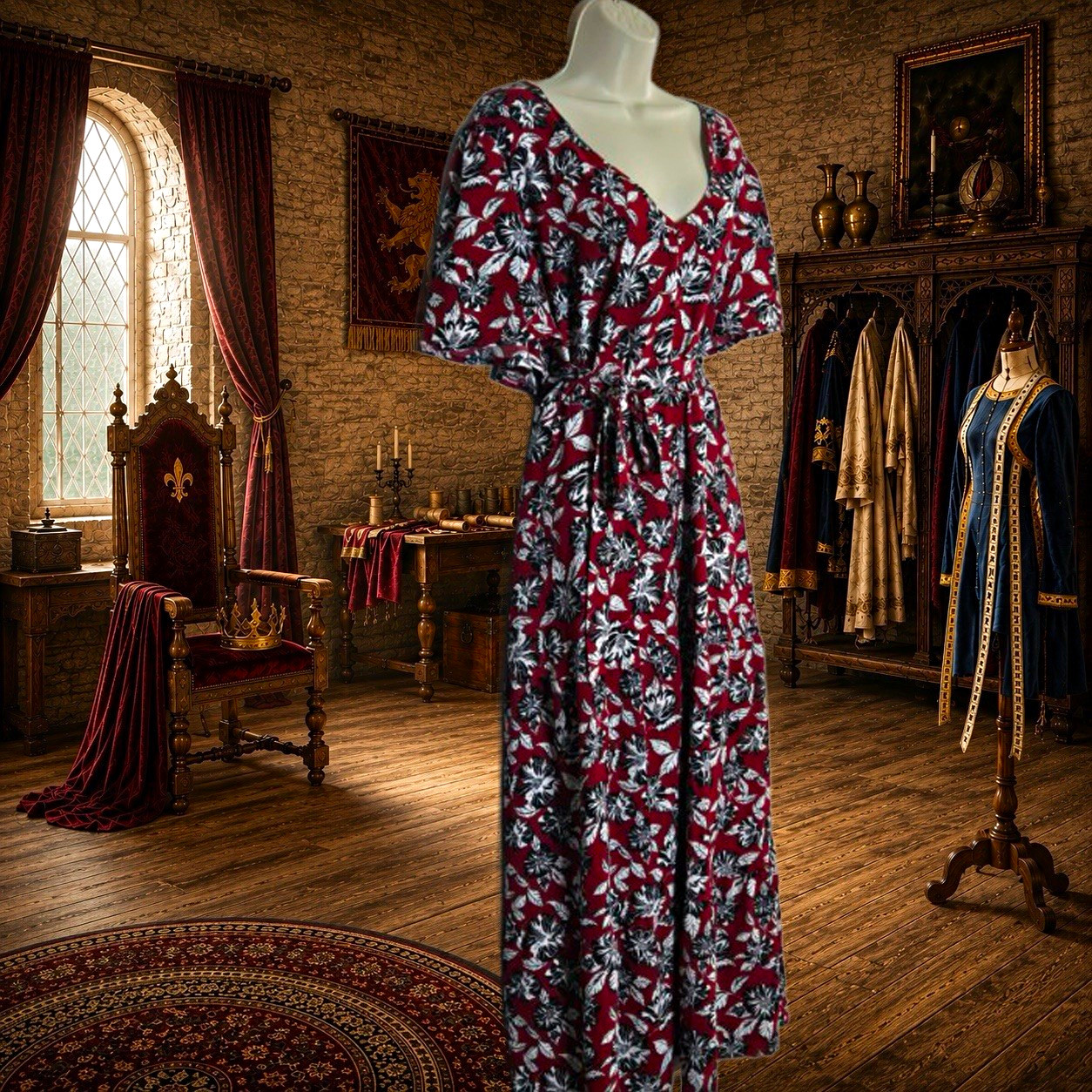 Bloomchic Women’s 18-20 Red Floral Maxi Dress Flutter Sleeve Tie Waist Plus Bloomchic Women’s 18-20 Red Floral Maxi Dress Flutter Sleeve Tie Waist Plus