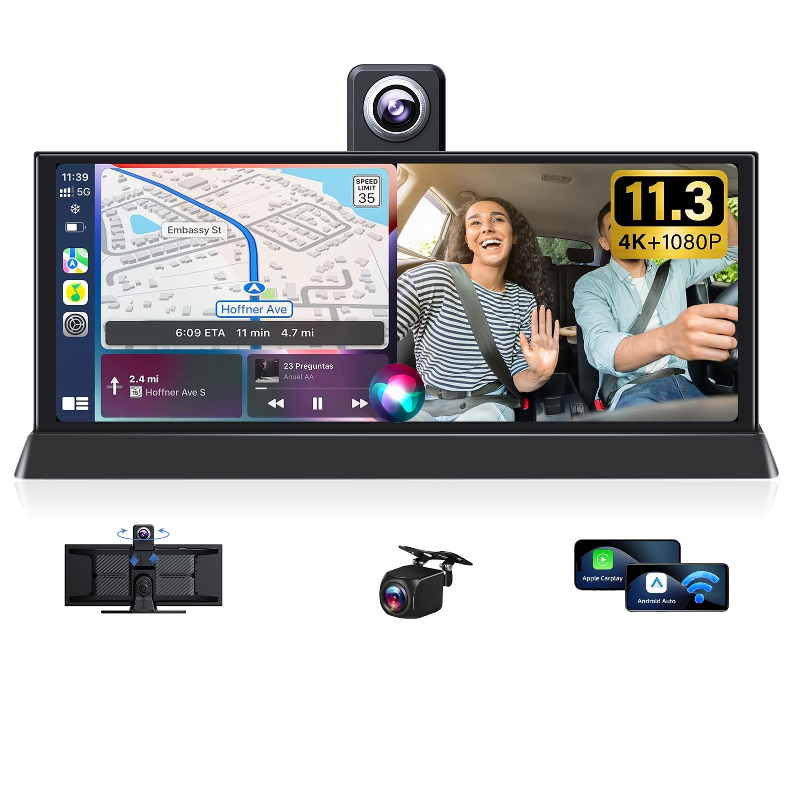 11.26'' 4K Carplay Screen for Car Tablet Pro Max 2026 w 350° Rotatable Lens