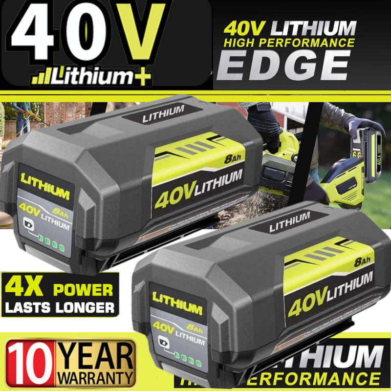 1-2PACK 8.0Ah Battery 40 Volt for Ryobi 40V Lithium OP40602 Battery with LED