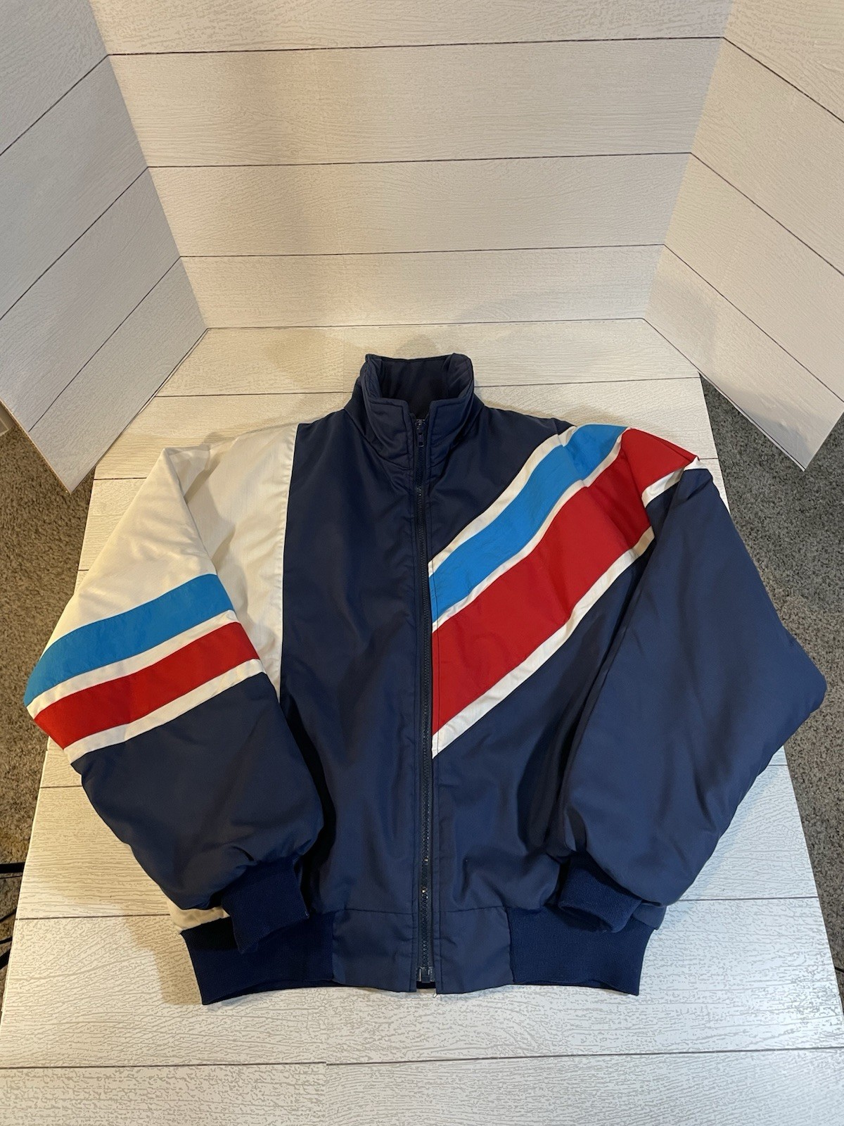 Vintage Valvoline Racing Jacket Coat Men\'s Large Made In USA Red White Blue Vintage Valvoline Racing Jacket Coat Men\'s Large Made In USA Red White Blue