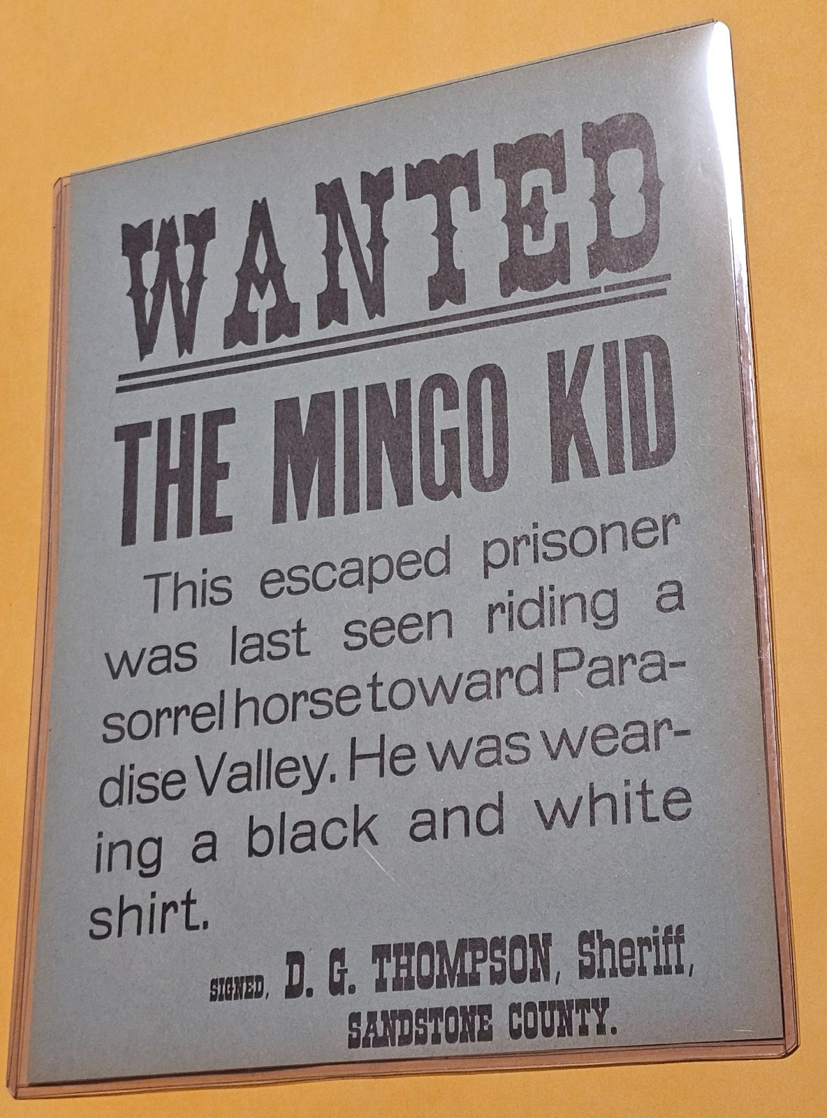 The Roy Rogers Show - Original TV Prop - The Mingo Kid - Wanted Poster - 1953