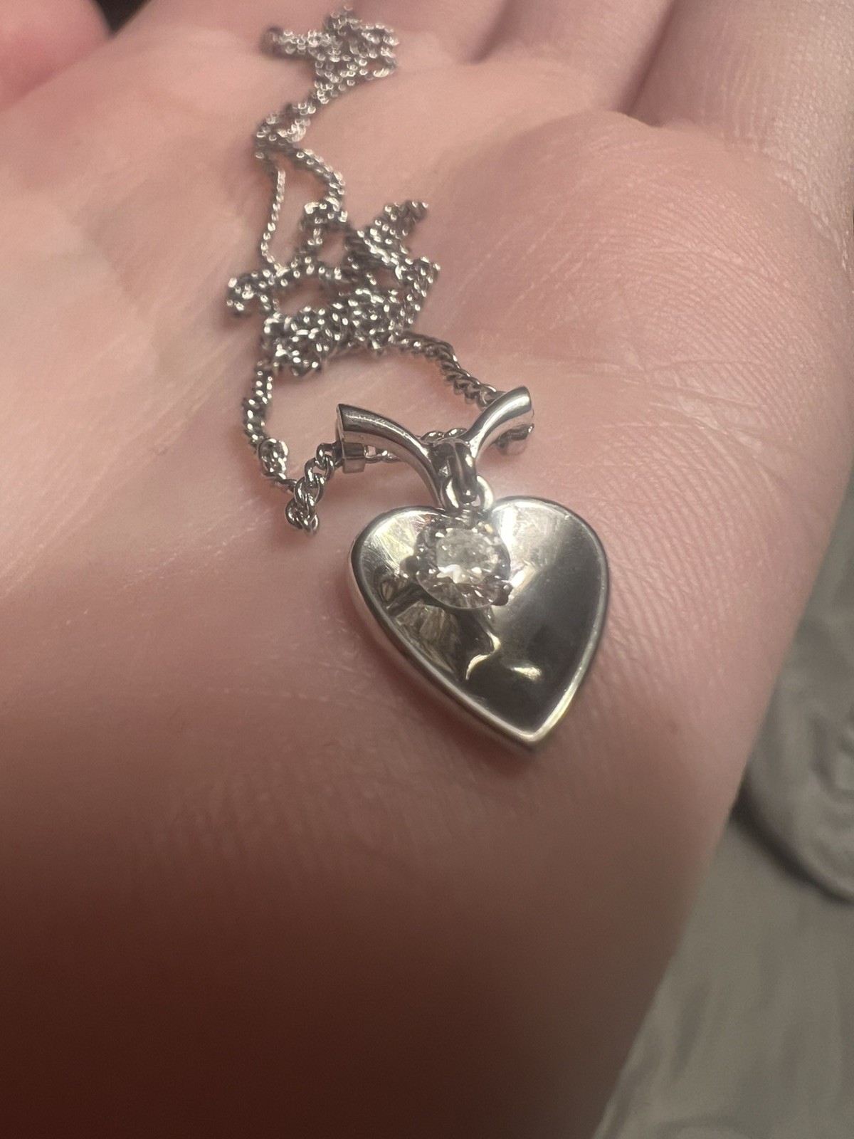 Vintage Jabel SOLID 18K 14K White Gold Diamond Heart Pendant Necklace Vintage Jabel SOLID 18K 14K White Gold Diamond Heart Pendant Necklace
