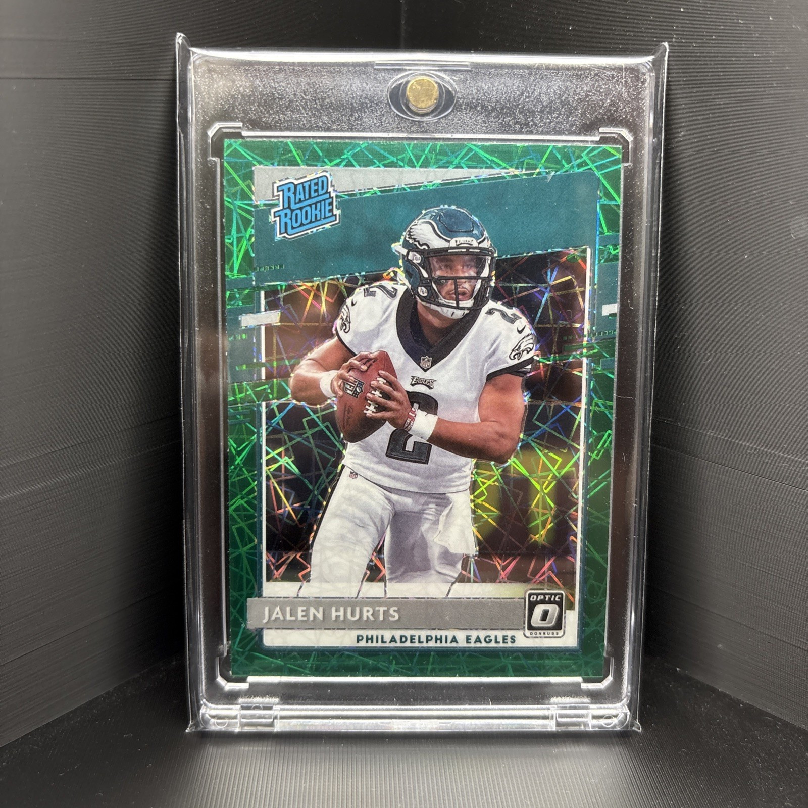 2020 Panini Donruss Optic - Rated Rookies Jalen Hurts #164 Green Velocity Prizm