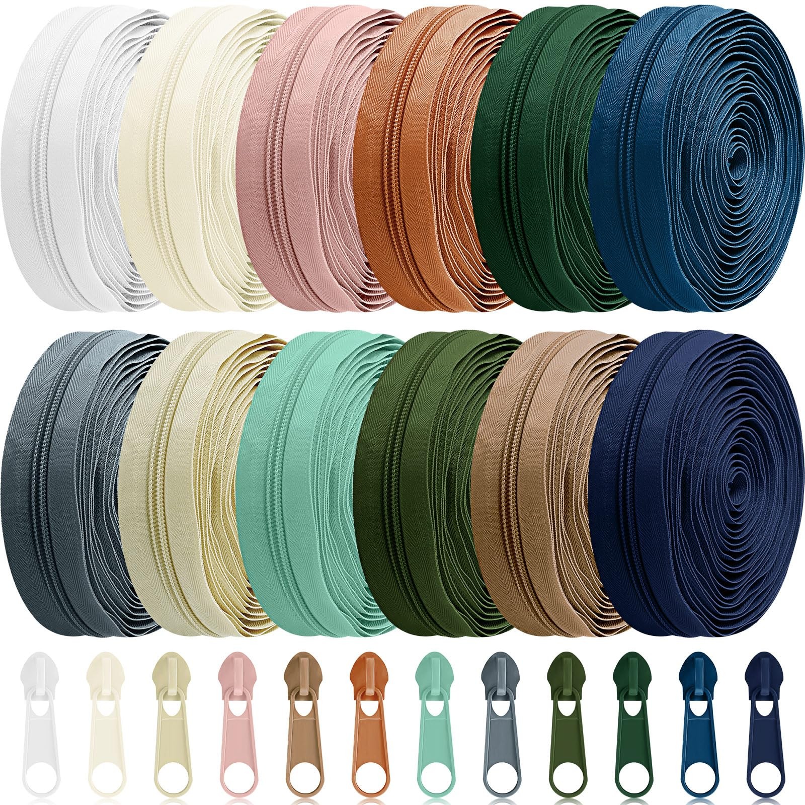 12 Pieces 36 Yards Sewing Zippers Tapes by The Yard Nylon Coil Zipper Rolls B... 12 Pieces 36 Yards Sewing Zippers Tapes by The Yard Nylon Coil Zipper Rolls B...