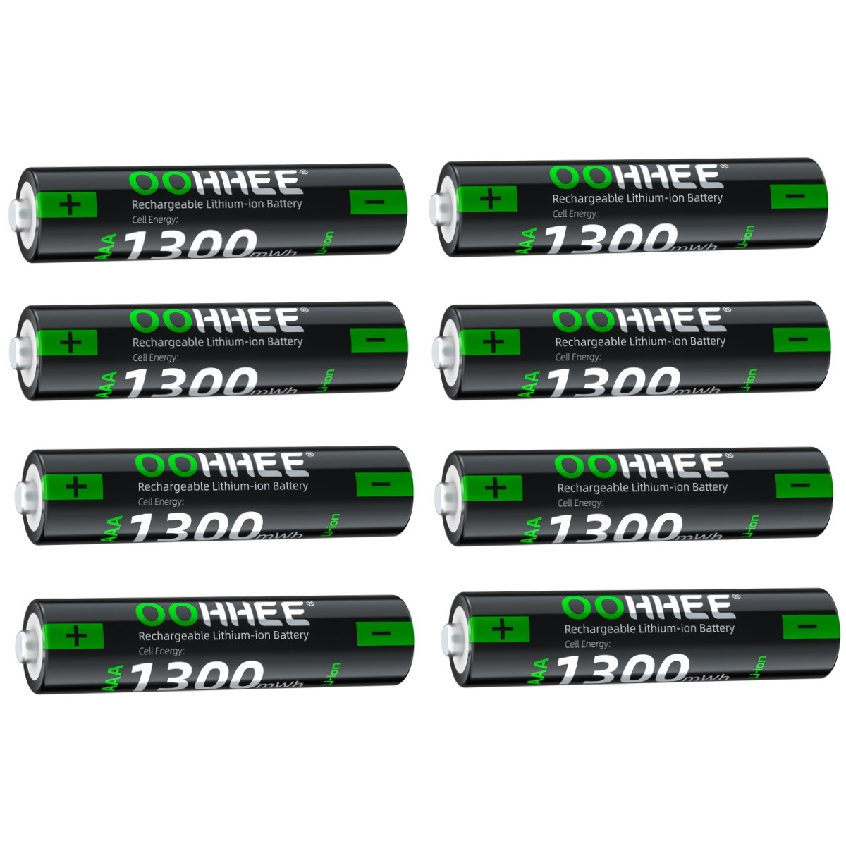 8 Packs 1.5V 1300mWh High Capacity AAA Rechargeable Lithium-ion Battery OOHHEE