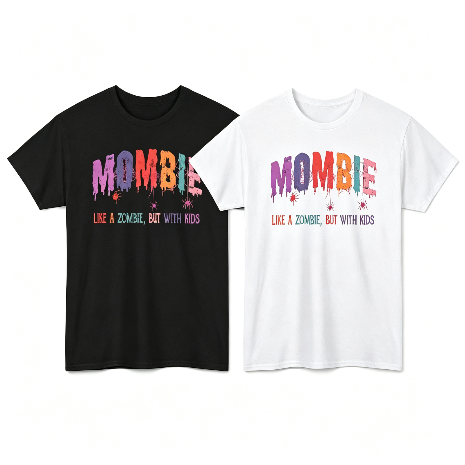 Colorful Drip Zombie Mom Spider Halloween Graphic T‑Shirt S‑5XL