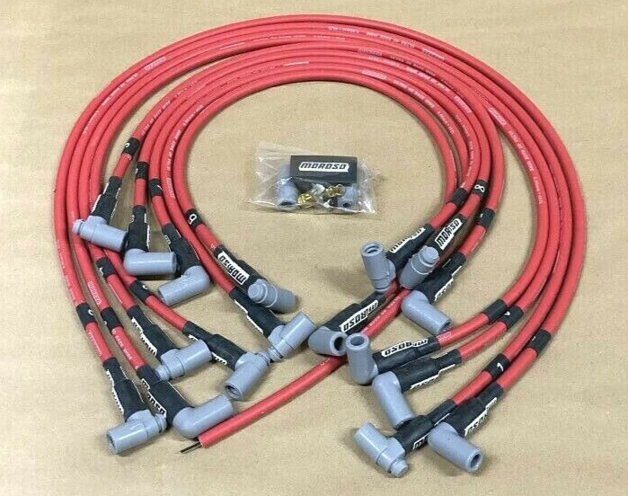 MOROSO ULTRA 40 SPARK PLUG WIRES SBC CHEVY 350 383 UNDER HEADER HEI RED (NEW)