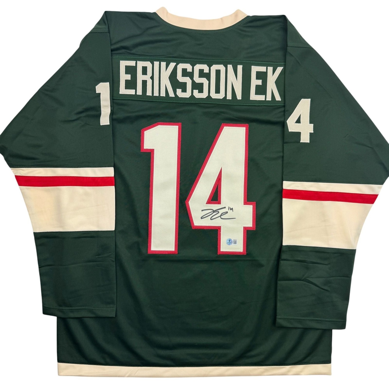 Autographed/Signed Joel Eriksson Ek Minnesota Green Hockey Jersey Beckett COA Autographed/Signed Joel Eriksson Ek Minnesota Green Hockey Jersey Beckett COA