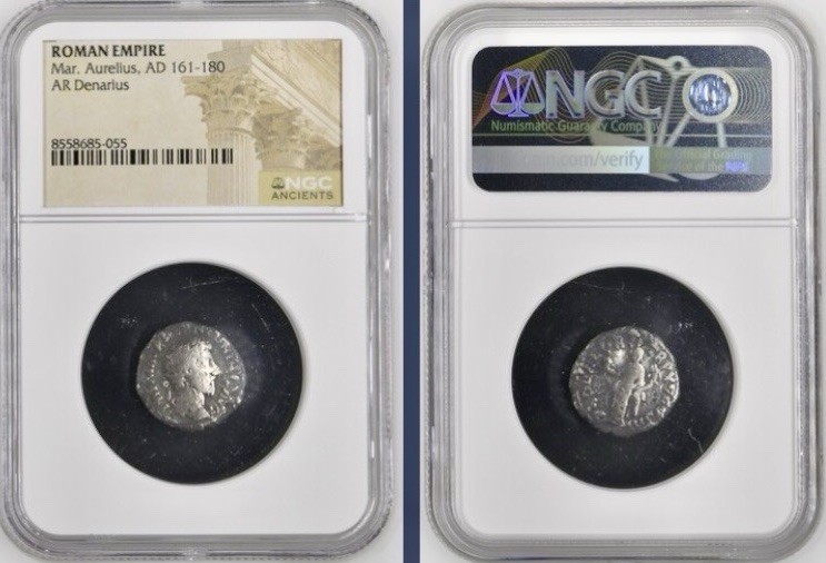 Emperor Marcus Aurelius Silver Denarius 161-180AD NGC Genuine Roman Coin