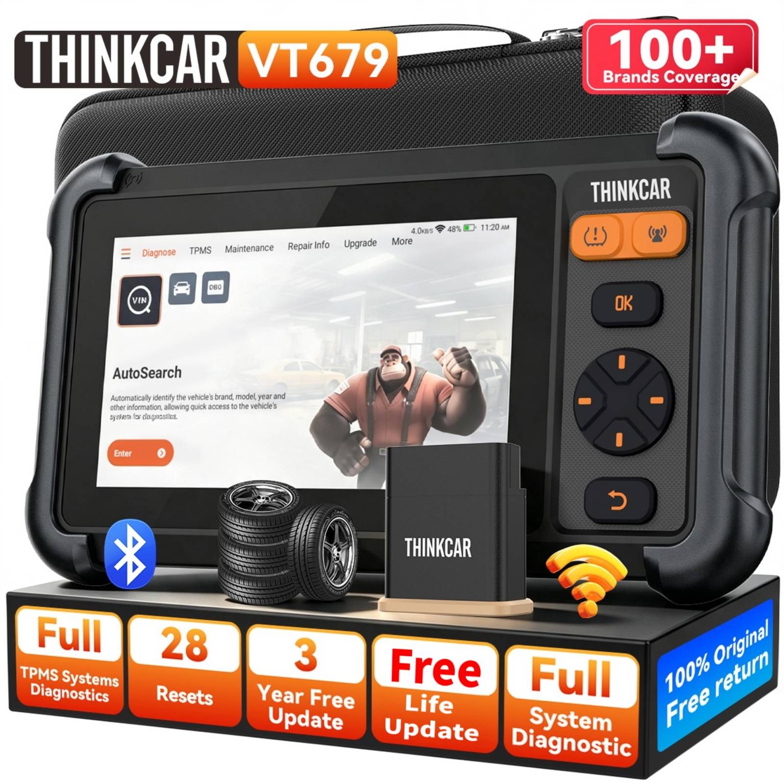 VT679 Thinkcar Complete TPMS Diagnostic Tool 28 Resets Life Free Updates 2026