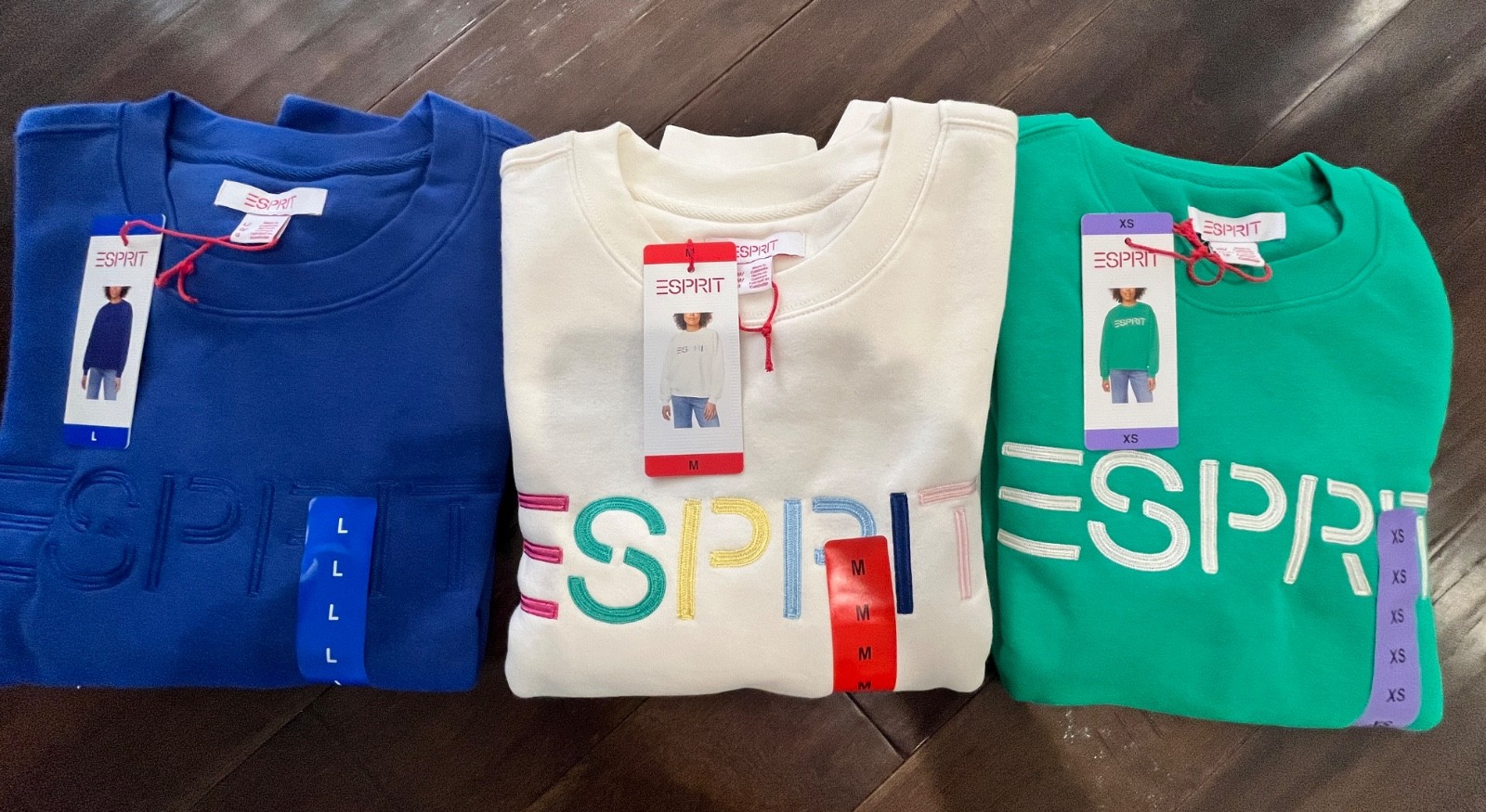 NWT ESPRIT Women\'s Fleece Crewneck Sweatshirt 80s 90s Retro *3 COLORS AVAILABLE* NWT ESPRIT Women\'s Fleece Crewneck Sweatshirt 80s 90s Retro *3 COLORS AVAILABLE*