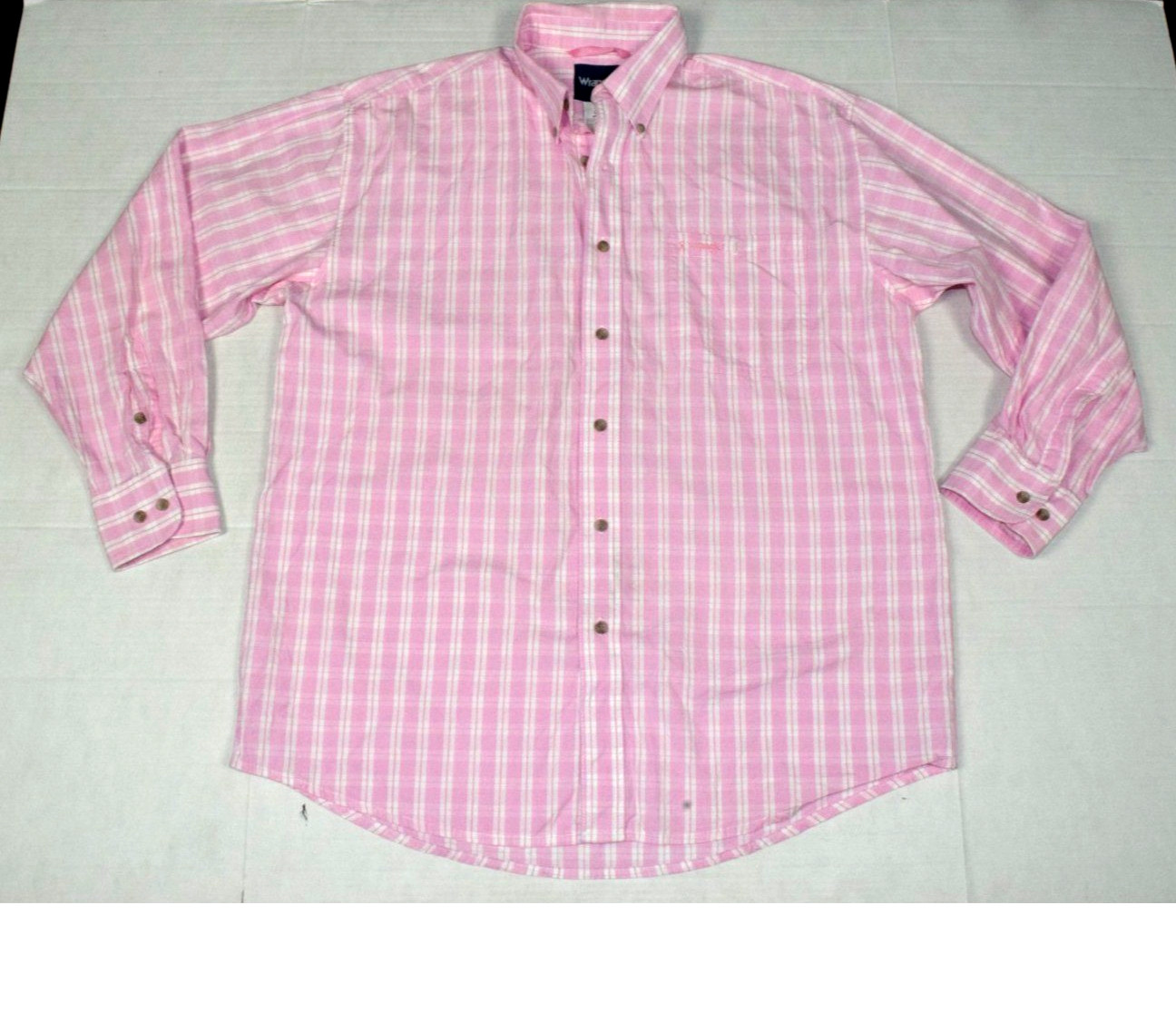 Vintage 90s Y2K Wrangler Gingham Plaid Western Shirt Mens L Pink Breast Cancer