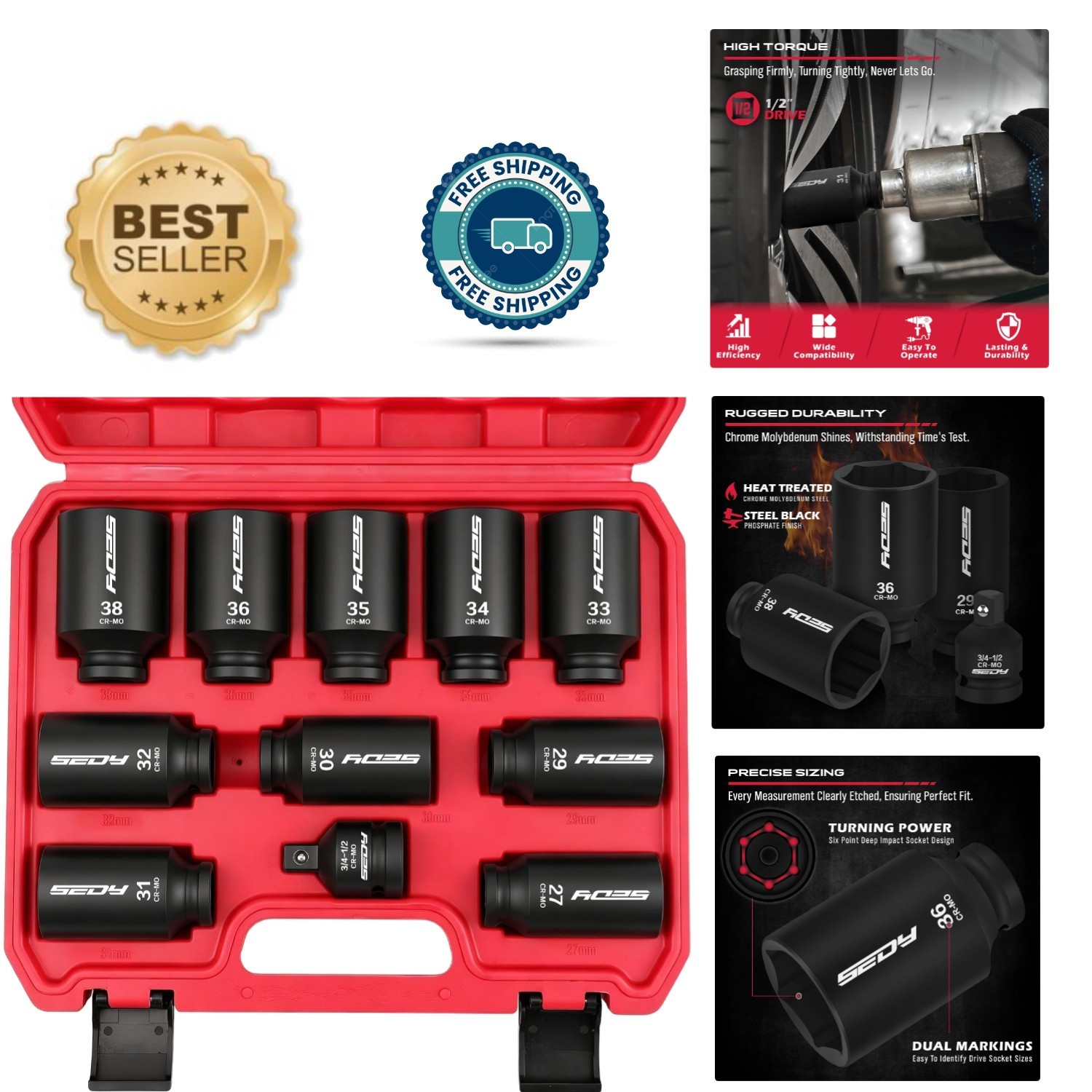 Versatile 11-Piece Metric Deep Impact Socket Set for Truck and Automotive Needs Versatile 11-Piece Metric Deep Impact Socket Set for Truck and Automotive Needs