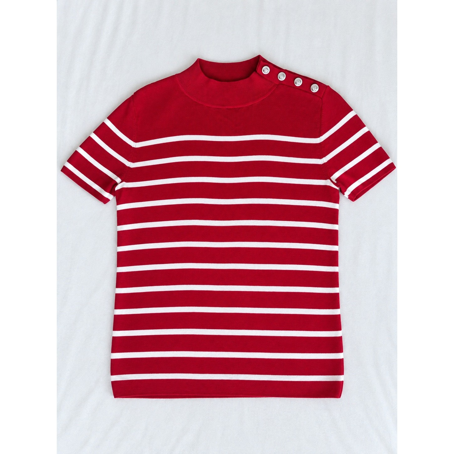 Talbots Red White Striped Mock Neck Sweater Top Women\'s Medium Nautical