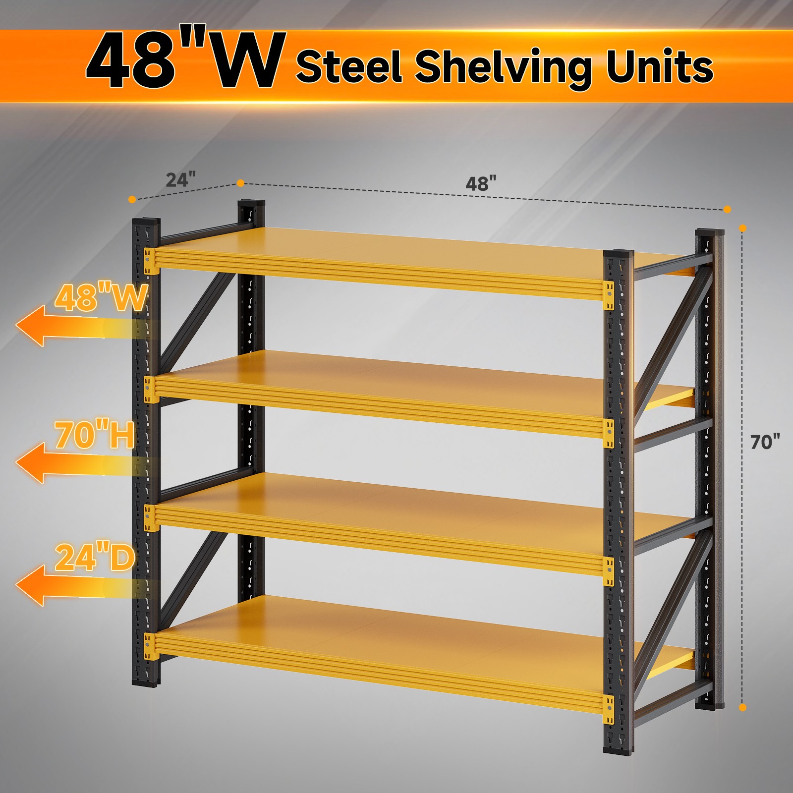 71”W Heavy Duty Metal Garage Shelving,Adjustable Storage Rack for Warehouse Shop
