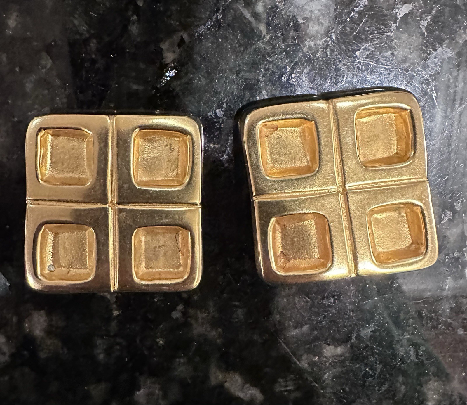 Vintage Robert Lee Morris Artwear 1980s Gold Tone Geometric Clip Earrings RARE